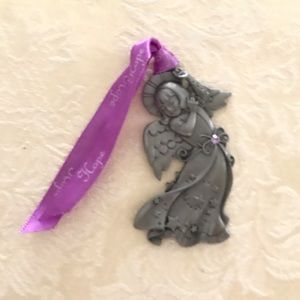 Hope Angel Ornament with Purple Ribbon